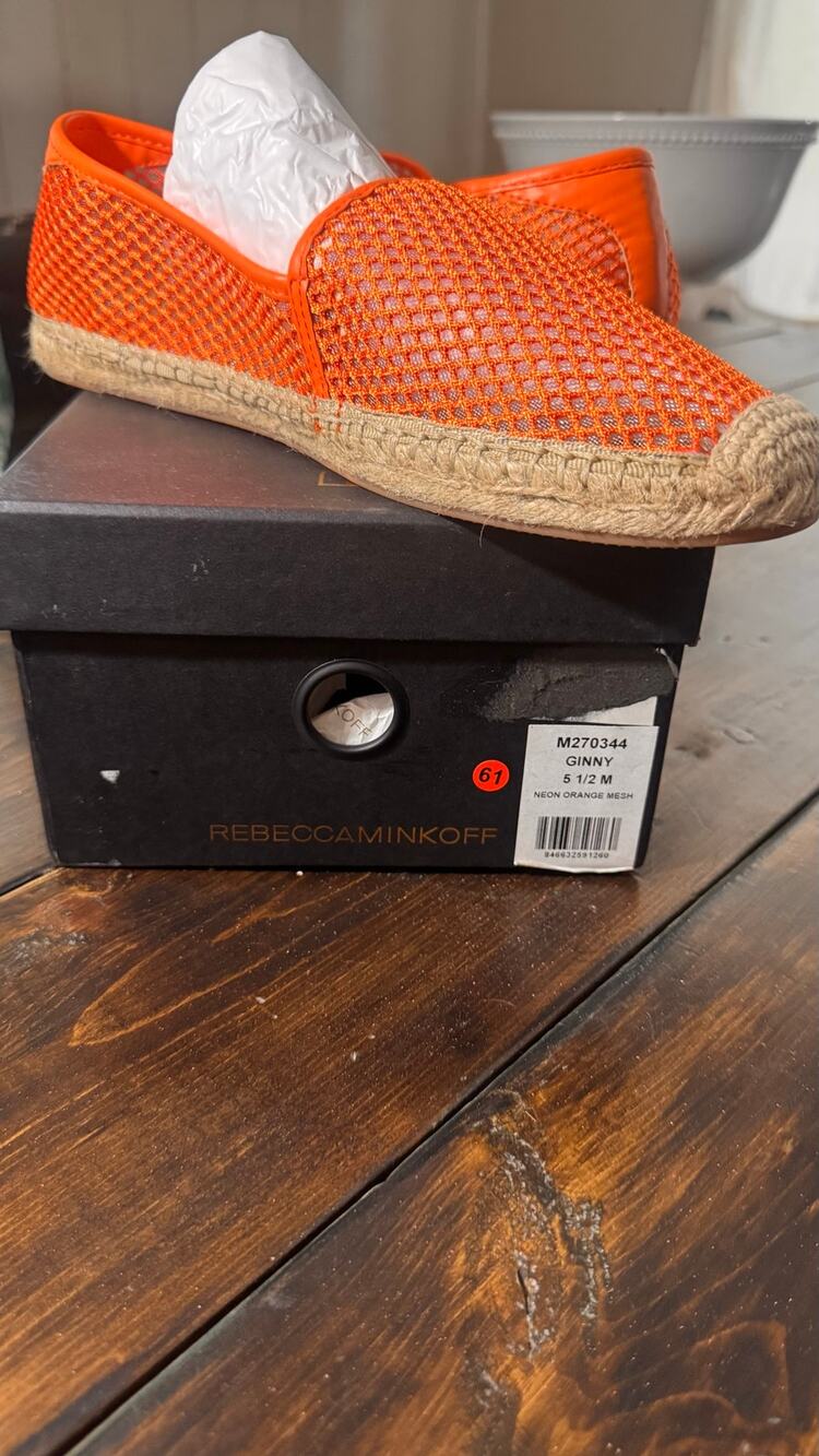Rebecca Minkoff Bright Orange Woven Espadrille Flats